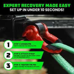 Rhino USA hitch assembly with tow strap demonstrates quick, secure setup.
