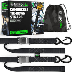 Rhino USA motorcycle tie down straps two-pack in black for secure bike transport