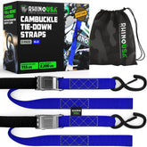 Rhino USA motorcycle tie down straps 2-pack, blue, easy securement for bikes