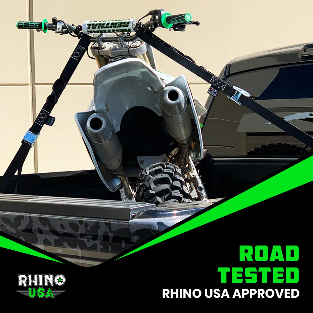 Rhino USA packaged set in use on a motorcycle demonstrates quick setup