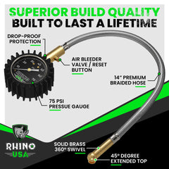 Rhino USA premium braided hose resists kinking for steady checks