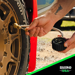 Rhino USA rapid tire deflators glow dial in action for trail use