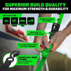 Rhino USA ratchet strap securing cargo on a truck bed