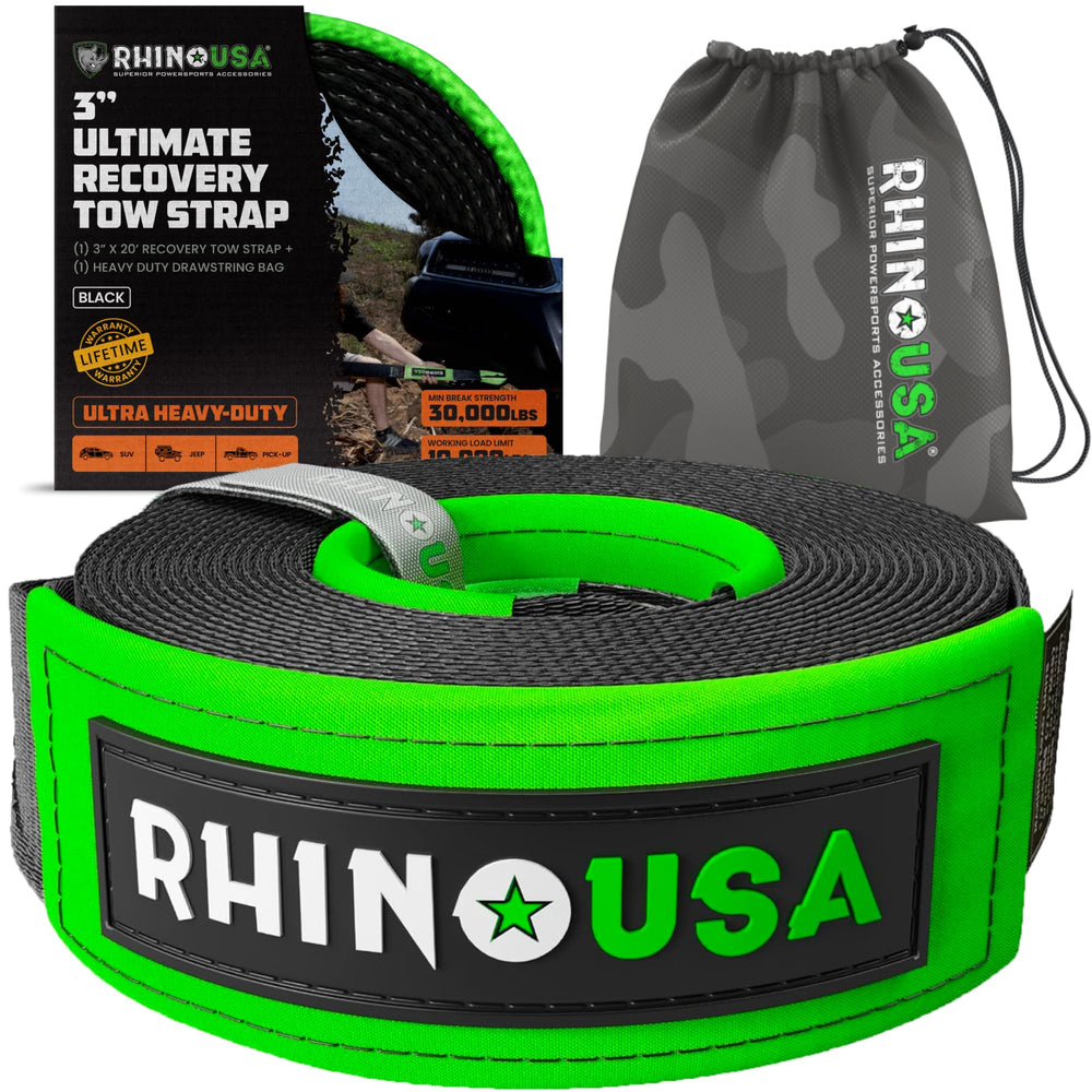 Rhino USA Recovery Tow Strap 3x20 for rugged, heavy-duty recoveries