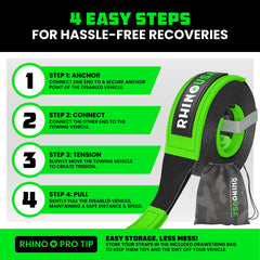 Rhino USA Recovery Tow Strap in-action shows quick coupling