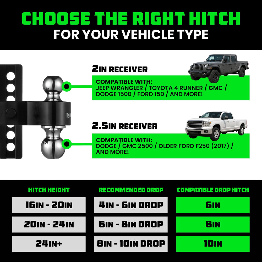 Rhino USA reversible 2-5/16 inch ball offers flexible towing options.