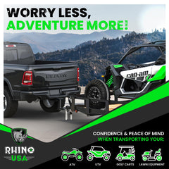 Rhino USA secure load setup on trailer, truck, or motorcycle transport.