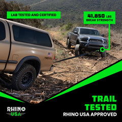 Rhino USA shackle hitch receiver on a trail-ready vehicle shows reliable towing options.
