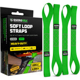 Rhino USA soft loop tie down secures motorcycle to trailer without paint damage.