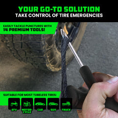 Rhino USA tire pressure gauge helps verify air levels before and after repairs.