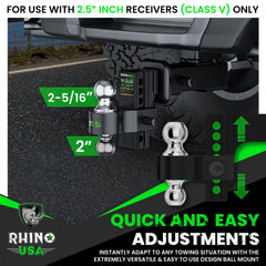 Rhino USA heavy-duty hitch rated up to 12,500 lb GTW for demanding hauls.