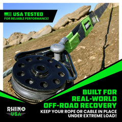 Rhino USA Snatch Block tree saver compatibility provides safe recovery.