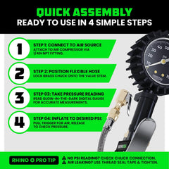 Gauge ready for cars, trucks, SUVs, motorcycles, and RVs via standard ¼ inch fittings