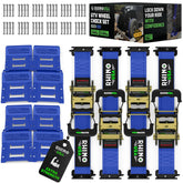 Rhino USA wheel chock tie-down kit secures trailer tires with stable support.