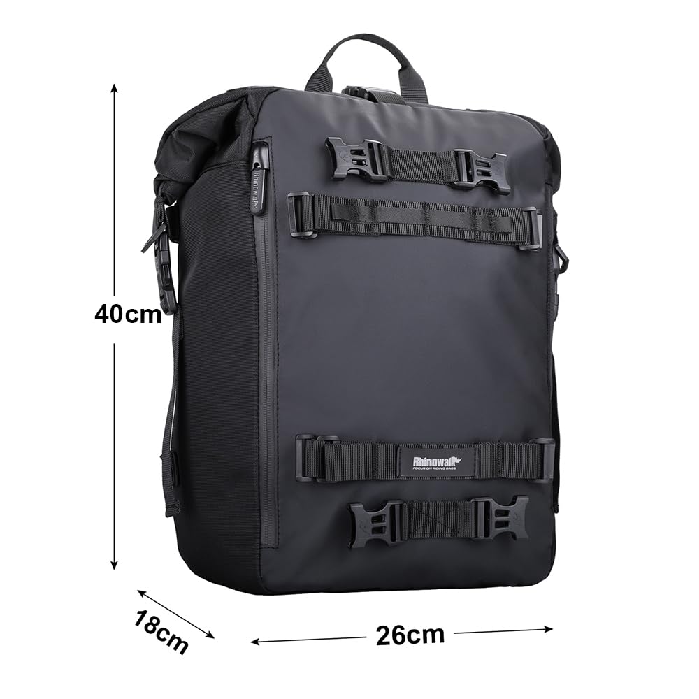 Rhinowalk 20L tail bag mounted on bike with modular system.