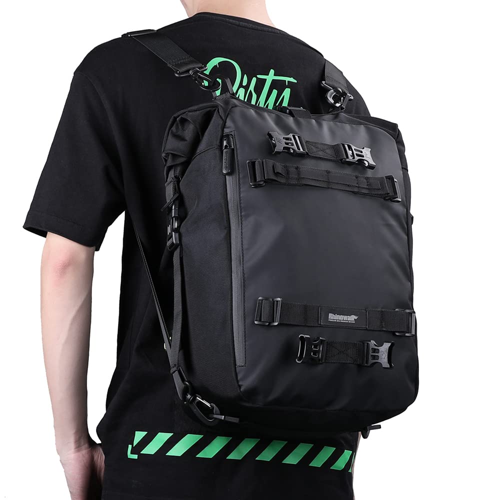 Rhinowalk tail bag used as pannier or backpack for versatility.