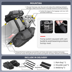 Rhinowalk saddlebags 48L high-density PVC resists dust and cleans easily