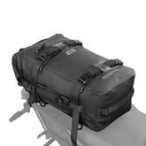 Rhinowalk 15L tail bag mounted on motorcycle rear rack provides waterproof cargo protection.