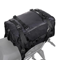Rhinowalk 30L tail bag mounted on a motorcycle for organized travel