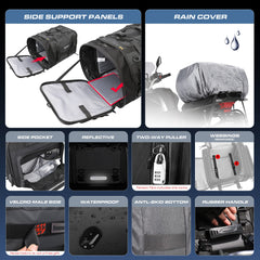 Rhinowalk tail bag double-zip pockets for easy access and organization