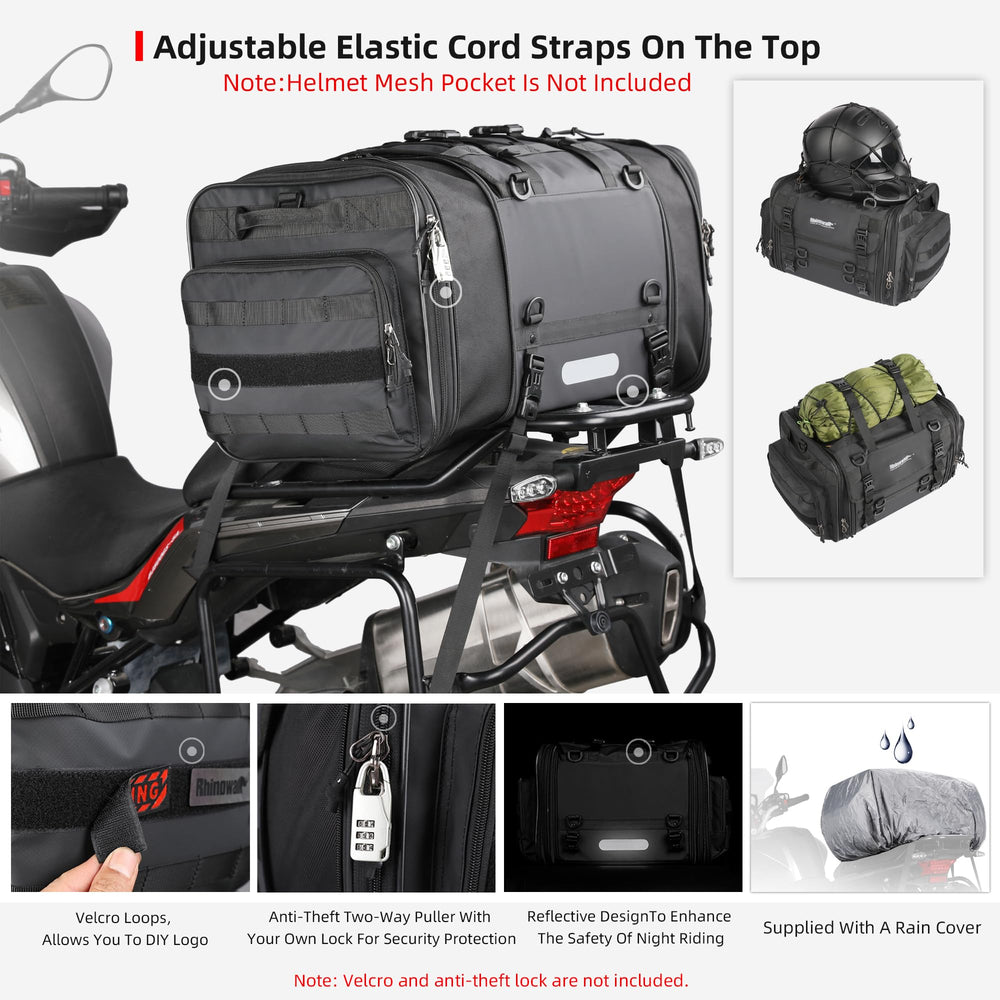 Rhinowalk tail bag with reflective logos enhances night visibility