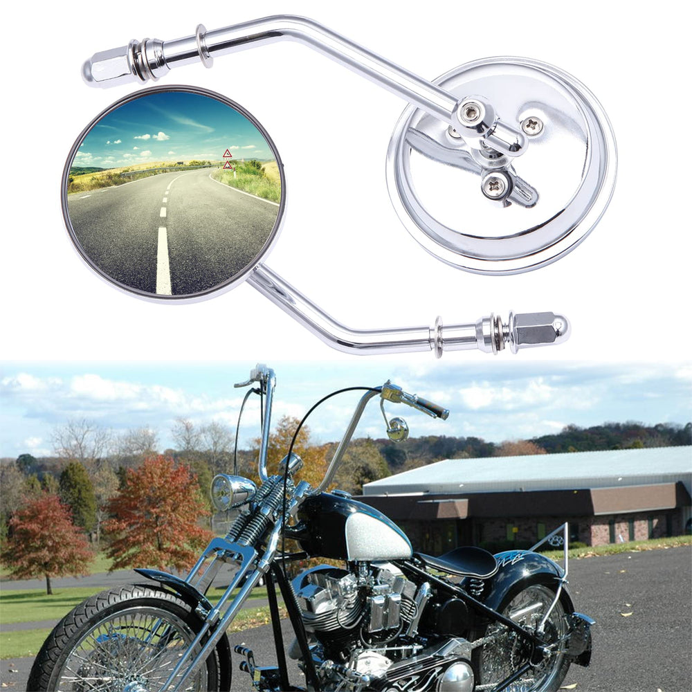 Rich Choices chrome oval round mirror with sleek Harley look