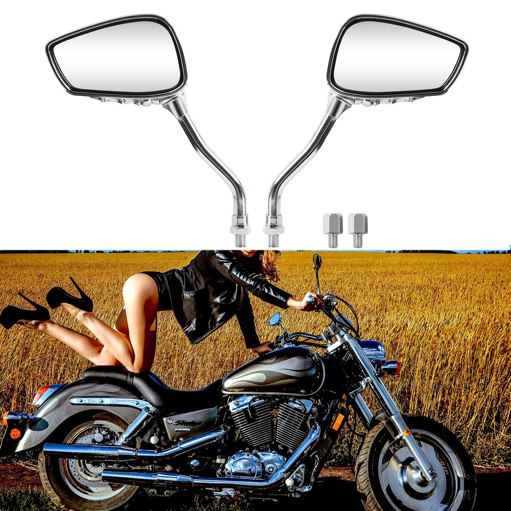 Rich Choices chrome skull mirror right 8mm enhances on-road awareness