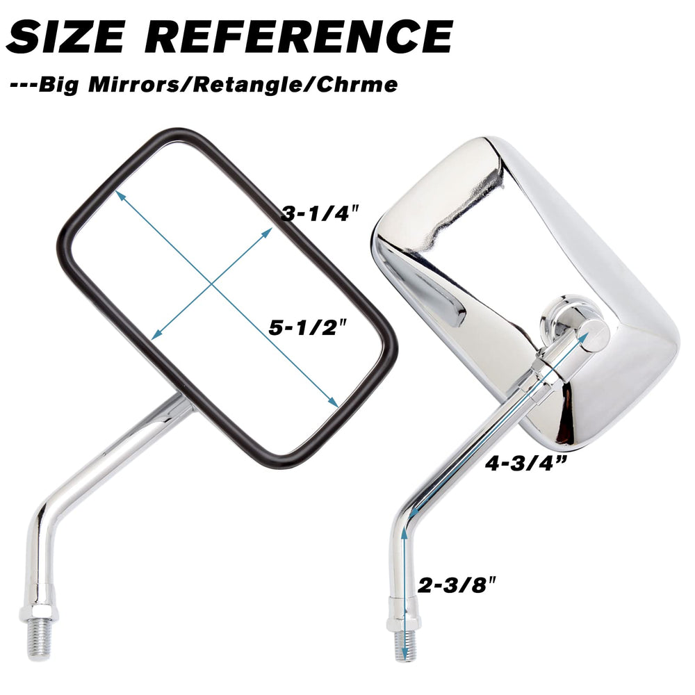 Rich Choices packaging includes two rearview mirrors with 10mm adapters for quick setup