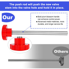 Richcat metal push rod enables accurate valve core seating.