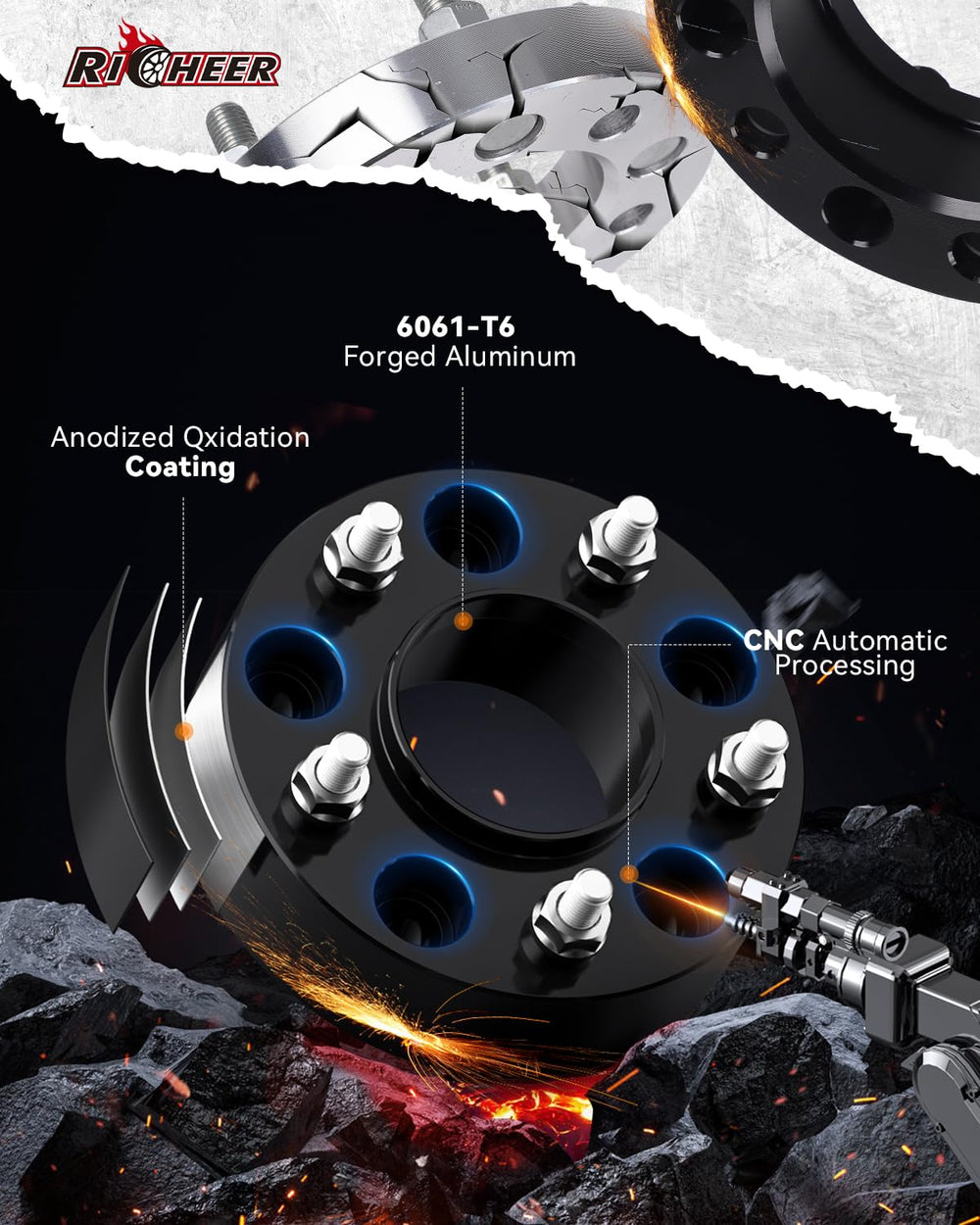 Richeer 2in spacer aligns with 5x127 bolt pattern for compatibility