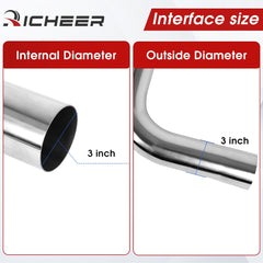 Richeer universal-fit DIY exhaust pipe 2pc enables easy upgrades.