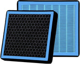 RICHWEI cabin air filter with activated carbon close-up shows filtration media.