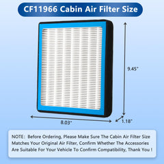 RICHWEI CF11966 package includes single cabin air filter for replacement