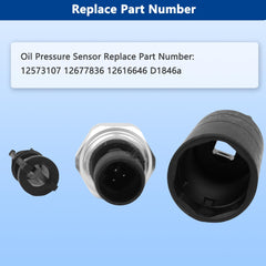 RICHWEI oil pressure sensor mounted in a GM engine bay (Silverado).