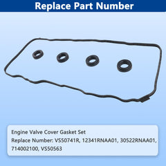 RICHWEI VS50741R gasket set for Acura ILX 2.0L valve cover supports durable engine sealing