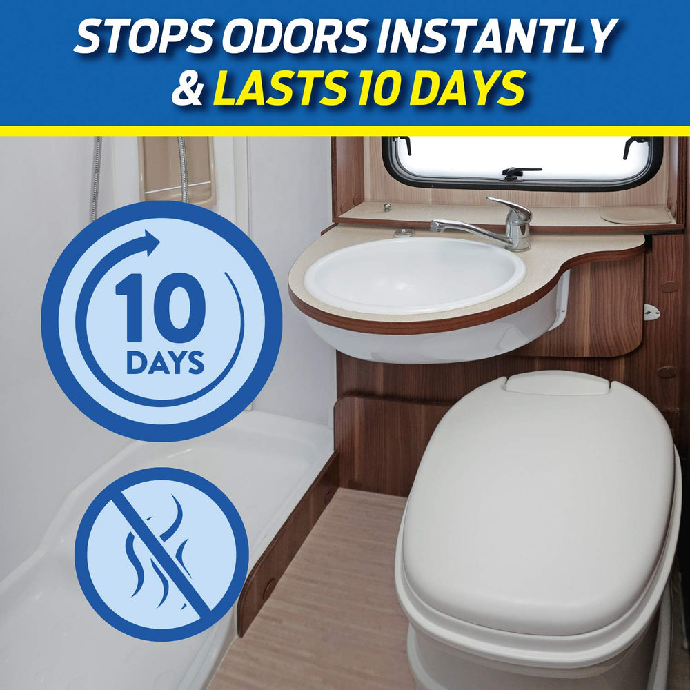 Rid-X for RVs, marine and portable toilets maintains freshness on trips.