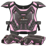 RIDBIKER kids dirt bike chest protector front view offering padded impact protection.