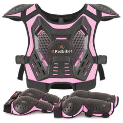 RIDBIKER kids dirt bike chest protector front view offering padded impact protection.