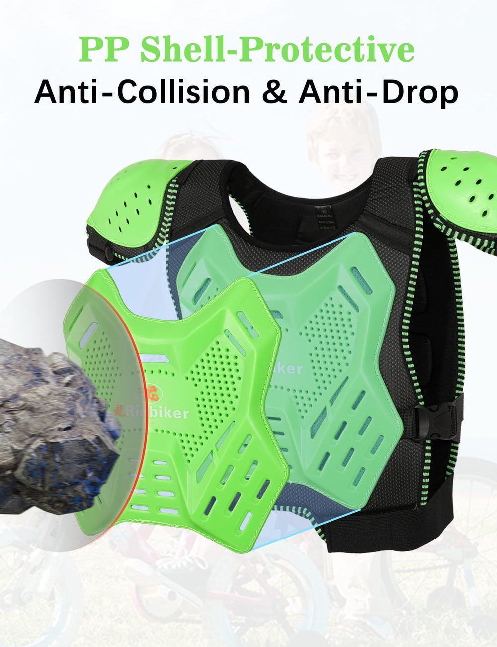 RIDBIKER kids knee guards protect knees during jumps and rough terrain.