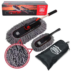 RIDE KINGS Auto Duster with extendable handle reaches high surfaces without bending.