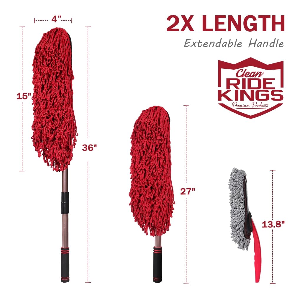 RIDE KINGS car duster with 180-degree rotating head for tight spots