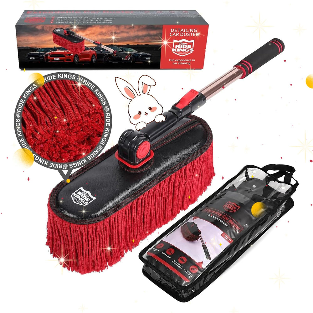 Ride Kings car duster with extendable handle reaching high areas