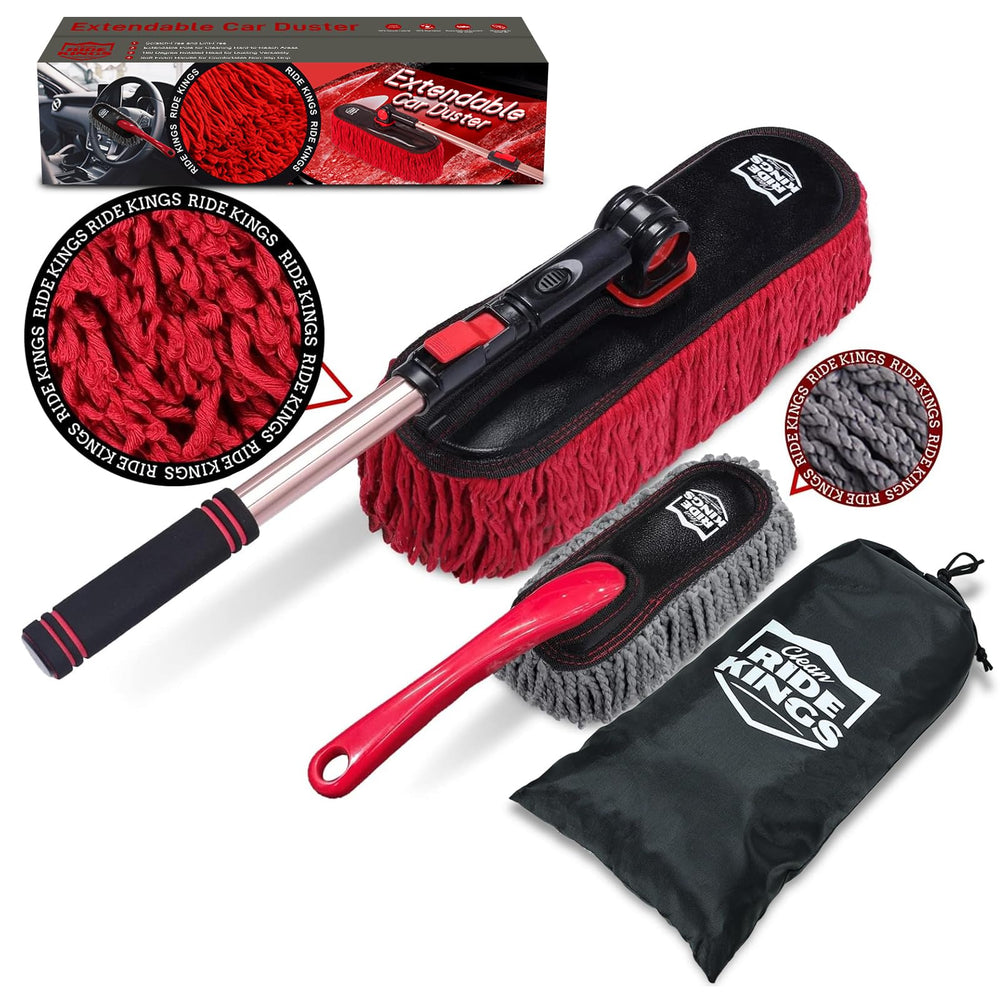 RIDE KINGS car duster with extendable pole reaching roofs and windshields
