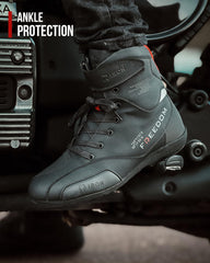 RideIron motorcycle shoes anti-slip outsole close-up for stable grip on wet surfaces