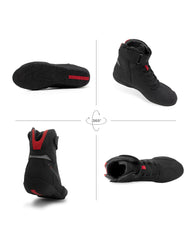 RideIron motorcycle shoes toe area close-up highlighting durability