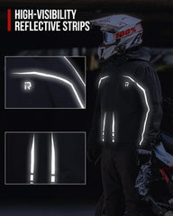 RideIron rain suit 3D pockets jacket offer secure on-the-go storage.