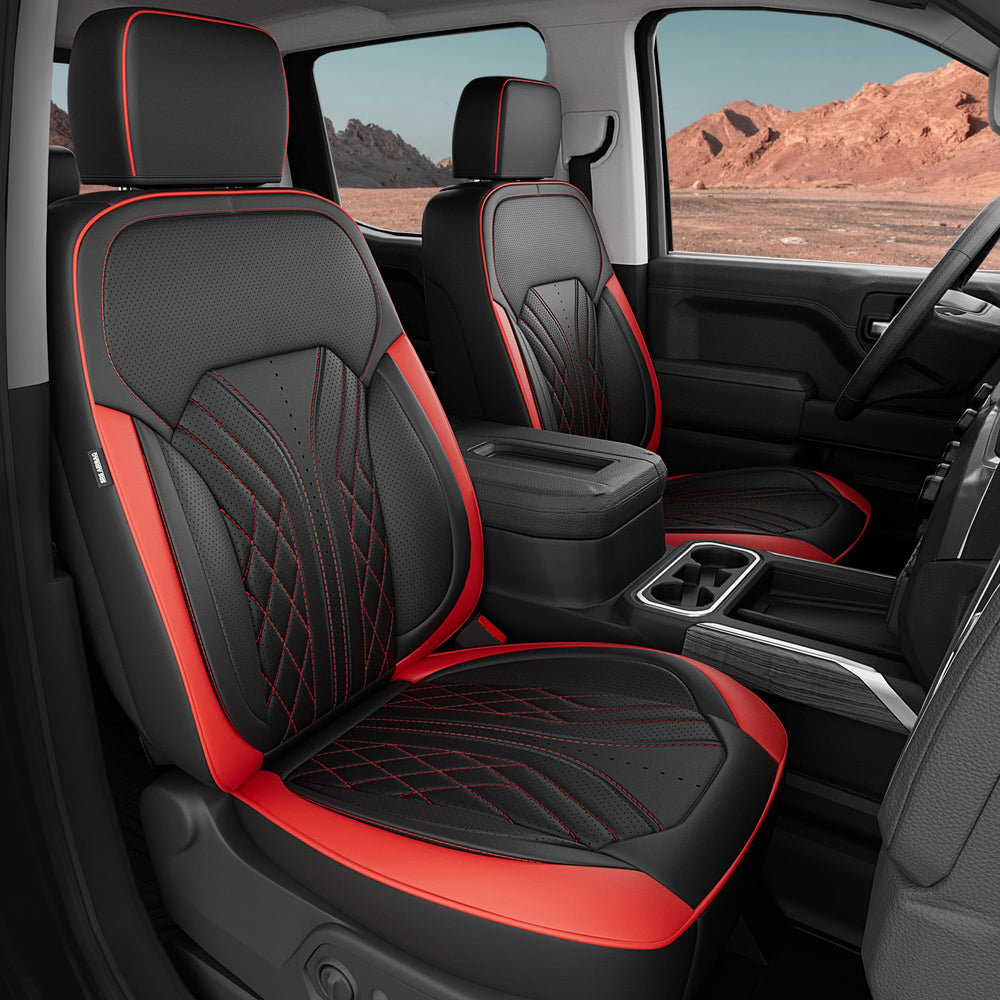 RIDEPOSH Chevy Silverado full-set seat covers in black and red