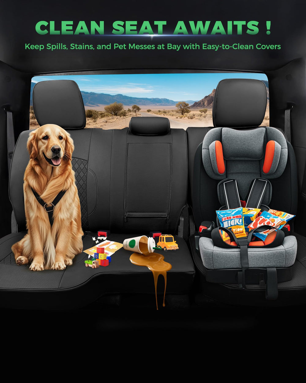 RIDEPOSH airbag safe fit maintains safety while protecting seats