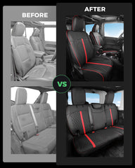 RIDEPOSH black and red trim detail enhances interior style while protecting seats
