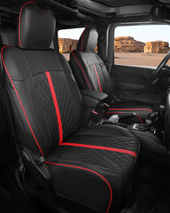 RIDEPOSH Jeep Wrangler four-door seat covers front view showing precise fit and protection